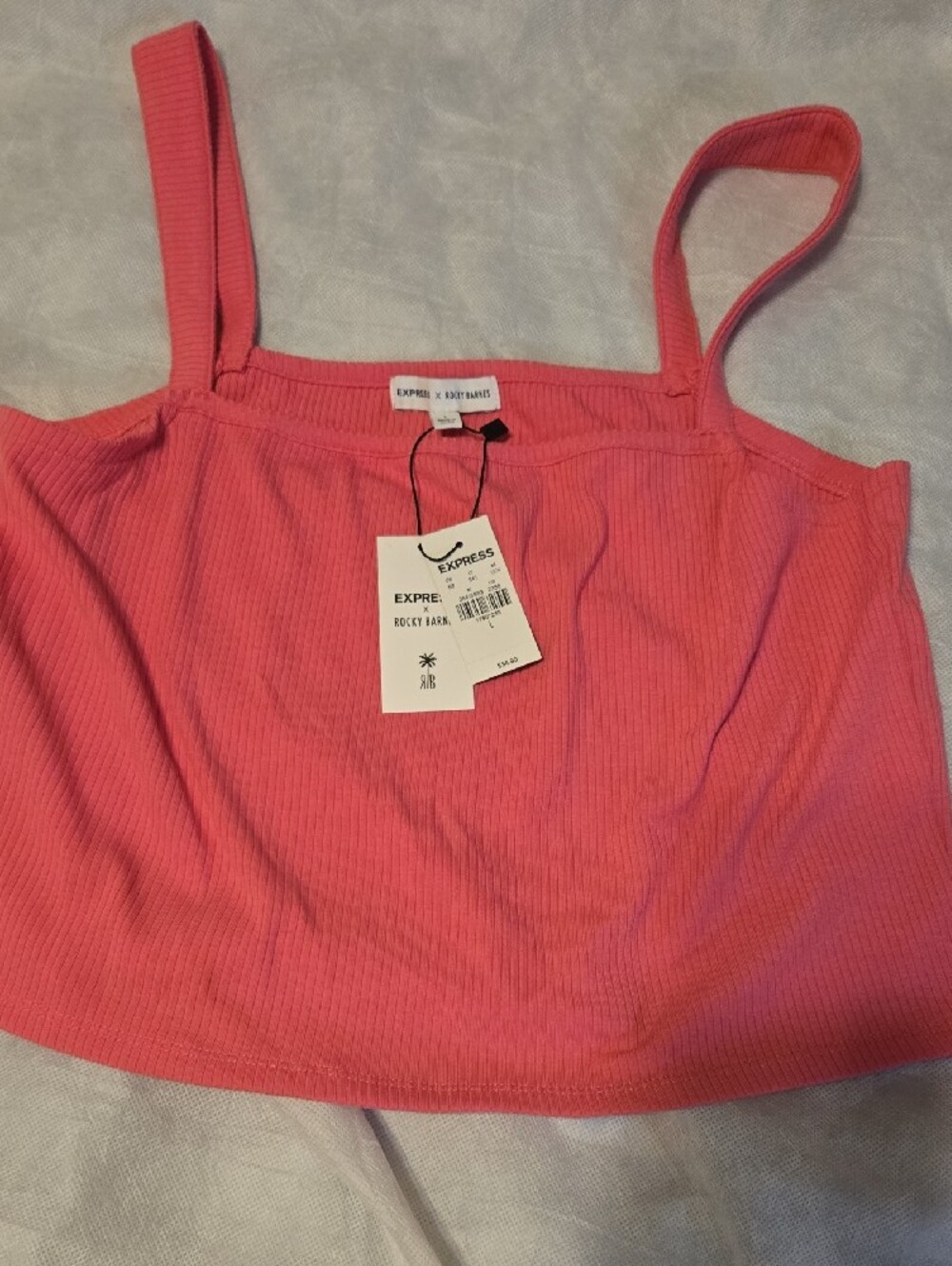 Express Hot Pink Ribbed Square-Neck Crop Tank - Picture 4 of 6